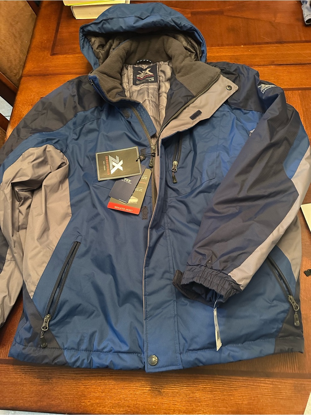 ZeroXposur Men's Navy and Gray Ski Jacket with Hood